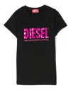 Diesel Black T-shirt With Sequined  Logo In Black