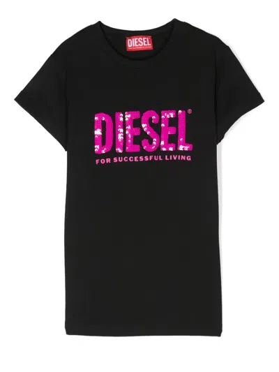 DIESEL SEQUIN-EMBELLISHED LOGO T-SHIRT