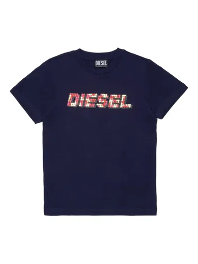 Diesel Kids' Sequin-embellished T-shirt In Blue