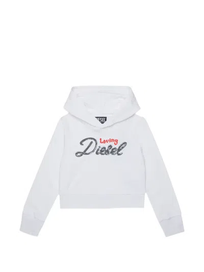 Diesel Kids' Hooded Sweatshirt With Logo In White