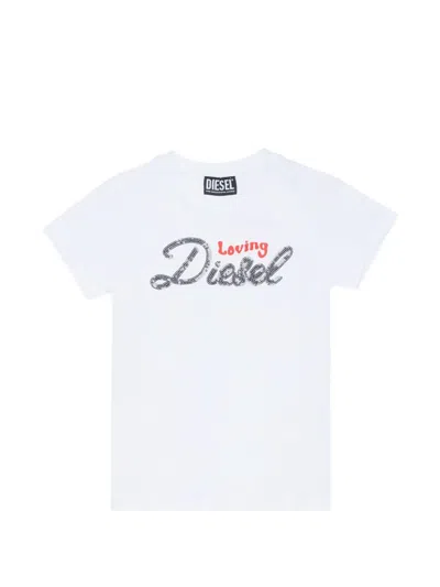 Diesel Kids' Sequin T-shirt In White