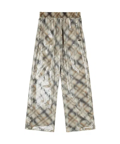 Diesel Sequined Pants In With Plaid Design In Multi