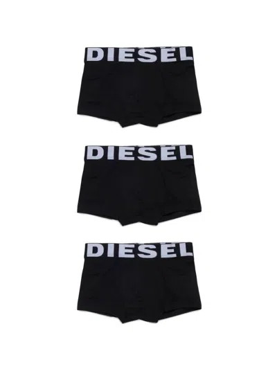 Diesel Kids' Logo-waistband Boxers (pack Of Three) In Black