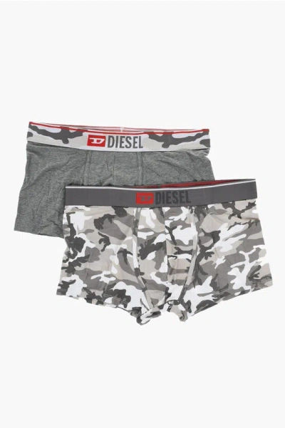 Diesel Set Of 2 Stretch Cotton Boxer Shorts With Camouflage Pattern