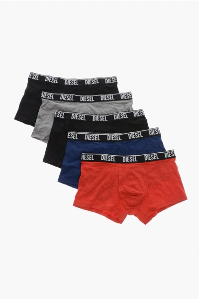 Diesel Set Of 5 Boxers Umbx-shawn With Logo Waistband In Multi