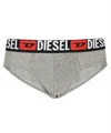 Diesel Set Of Three Cotton Briefs With Logoed Elastic Band In Gray