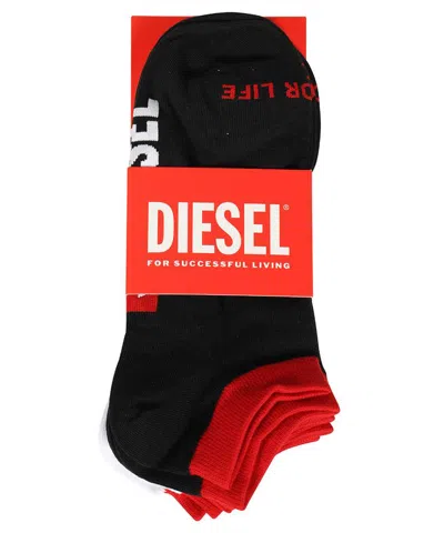 Diesel Set Of Three Socks In Black