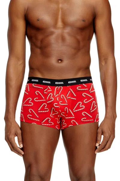 Diesel Set Of Three Stretch-cotton Boxers In Red