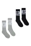 Diesel Set Of Two Pairs Of Logo Socks In Multi