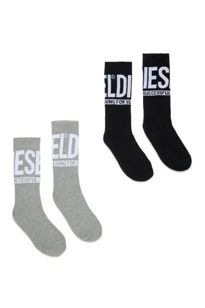 Diesel Kids' Set Of Two Pairs Of Logo Socks In Multi