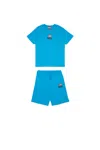 Diesel Logo T-shirt And Bermuda Shorts Set In Turquoise