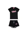 Diesel Logo T-shirt And Shorts Set In Black