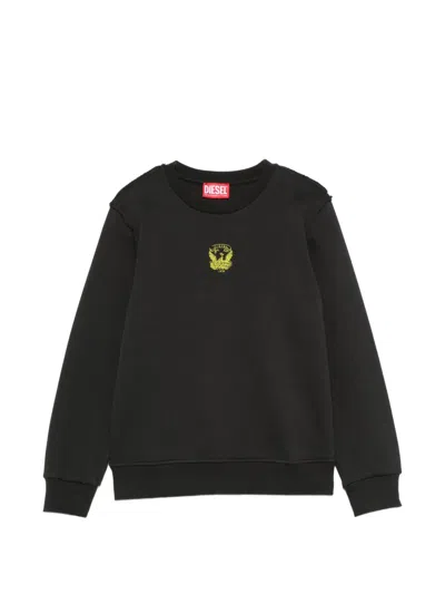 Diesel Kids' Sfilt Eagle-print Sweater In Black