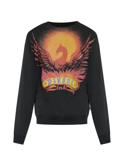 Diesel S-ginn-aa2 Graphic-print Sweatshirt In Black
