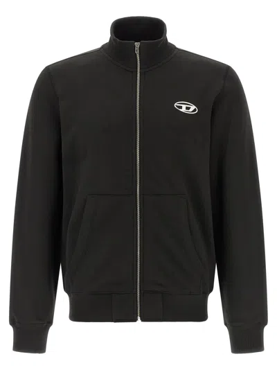 Diesel S-ginn Iod Cotton Full Zip Sweatshirt In Black