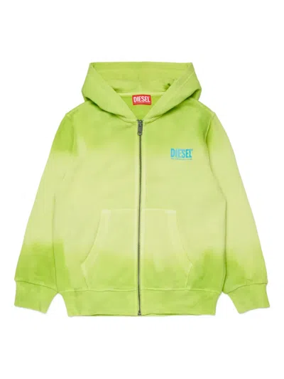 Diesel Kids' Shade Over Zip-fastening Hoodie In Green