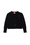 Diesel Cardigan In Maglia Rasata Con Logo Oval D In Black