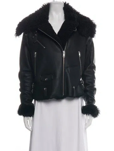 Pre-owned Diesel Shearling Biker Jacket In Black