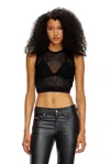 Diesel Sheer Knit Top With A Bra Detail In Nero