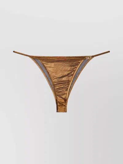 Diesel Sheer Strap Metallic Thong In Brown