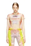 Diesel Sheer Top With Lyrics Print In Pink