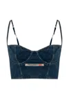 Diesel Effect Cotton Mini Top With Adjustable Straps In Blue