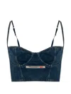Diesel Effect Cotton Mini Top With Adjustable Straps In Blue