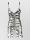 Diesel Shimmering Metallic Ruched V-neck Dress