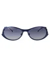 Diesel Shiny Brushed Antique Blue Metal Sunglasses In Blue
