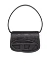 Diesel Black Shoulder Bag With Logo And Glitter Finish In Black