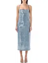 Diesel Hled Midi Dress Dneim Shine In Blue