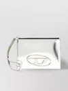 Diesel Shiny Wrist Strap Clutch Bag In Gray
