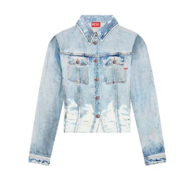 Diesel Cropped Shirt With Denim Print In Tobedefined