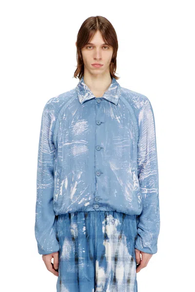 Diesel Shirt-collar Jacket With X-ray Effect In Blue