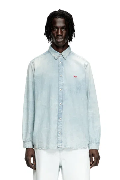 Diesel D-simply Bleach-effect Denim Shirt In Black