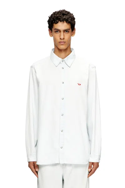 DIESEL SHIRT IN BLEACH-EFFECT DENIM