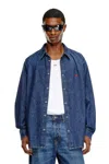 Diesel Denim Shirt With Embroidered Logo In Blue