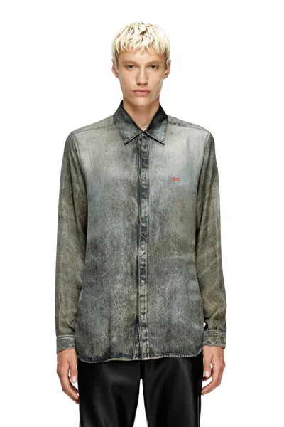 Diesel Shirt In Denim-look Viscose In Gray