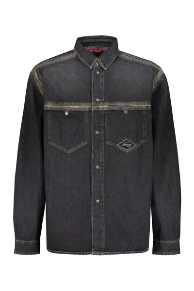 Diesel Shirt In Denim With Long Sleeves In Black
