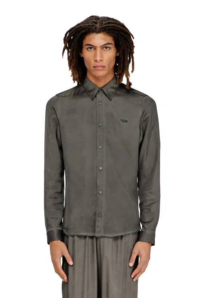 Diesel Shirt In Treated Fluid Viscose In Gray