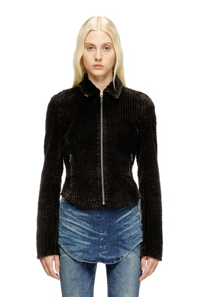 Diesel Shirt-jacket In Cotton Corduroy In Black