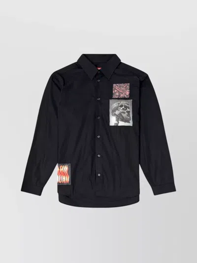 Diesel Shirt Patch Detail Graphic Patches In Black