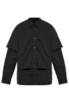 Diesel Twill Cotton Layered Shirt With Long Sleeves In Black