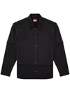 Diesel Twill Cotton Layered Shirt With Long Sleeves In Nero