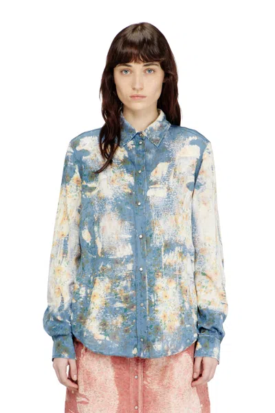Diesel C-assy Floral-print Long-sleeve Shirt In Blue