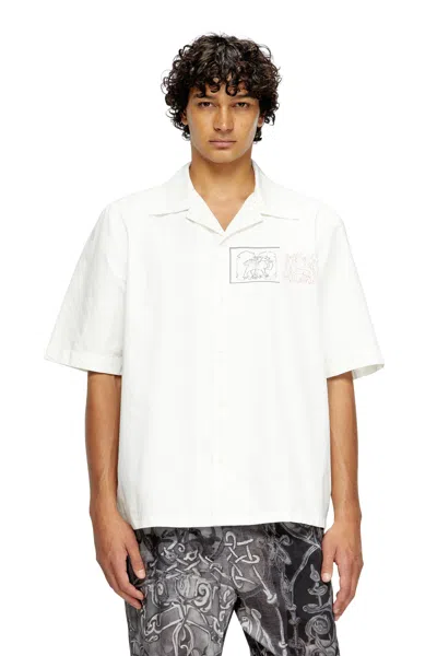Diesel Shirt With Sword Print In White