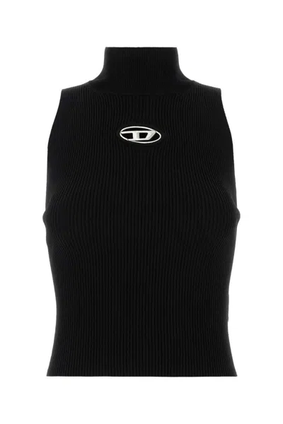Diesel M-onervax Ribbed-knit Tank Top In Black