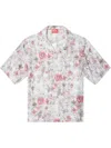 Diesel Floral Print Camp Collar Shirt In Blue