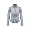 Diesel Distressed Long Sleeve Fitted Top In Blue