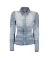 Diesel Shirt In Distressed Honeycomb Denim In Blue